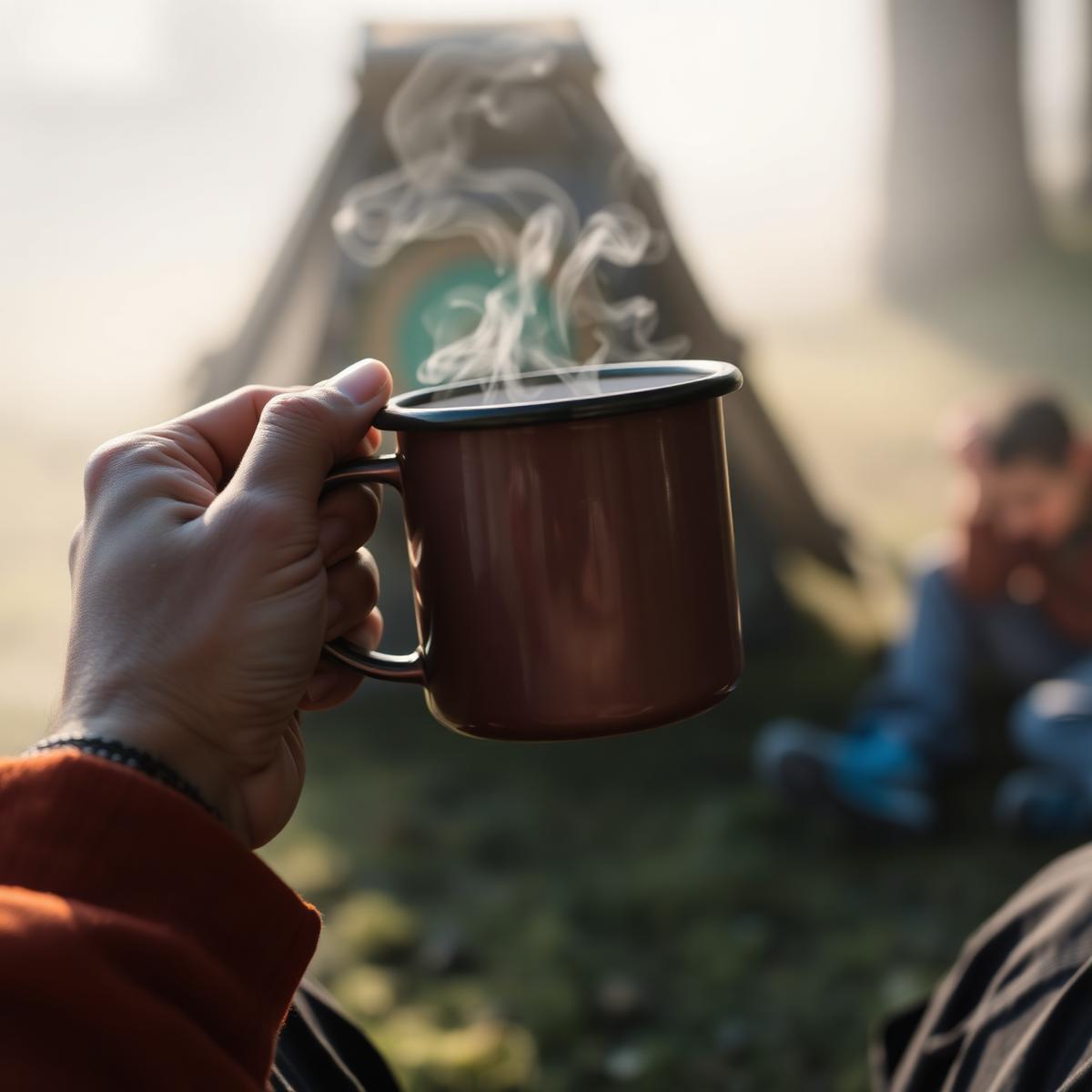 Morning coffee at camp