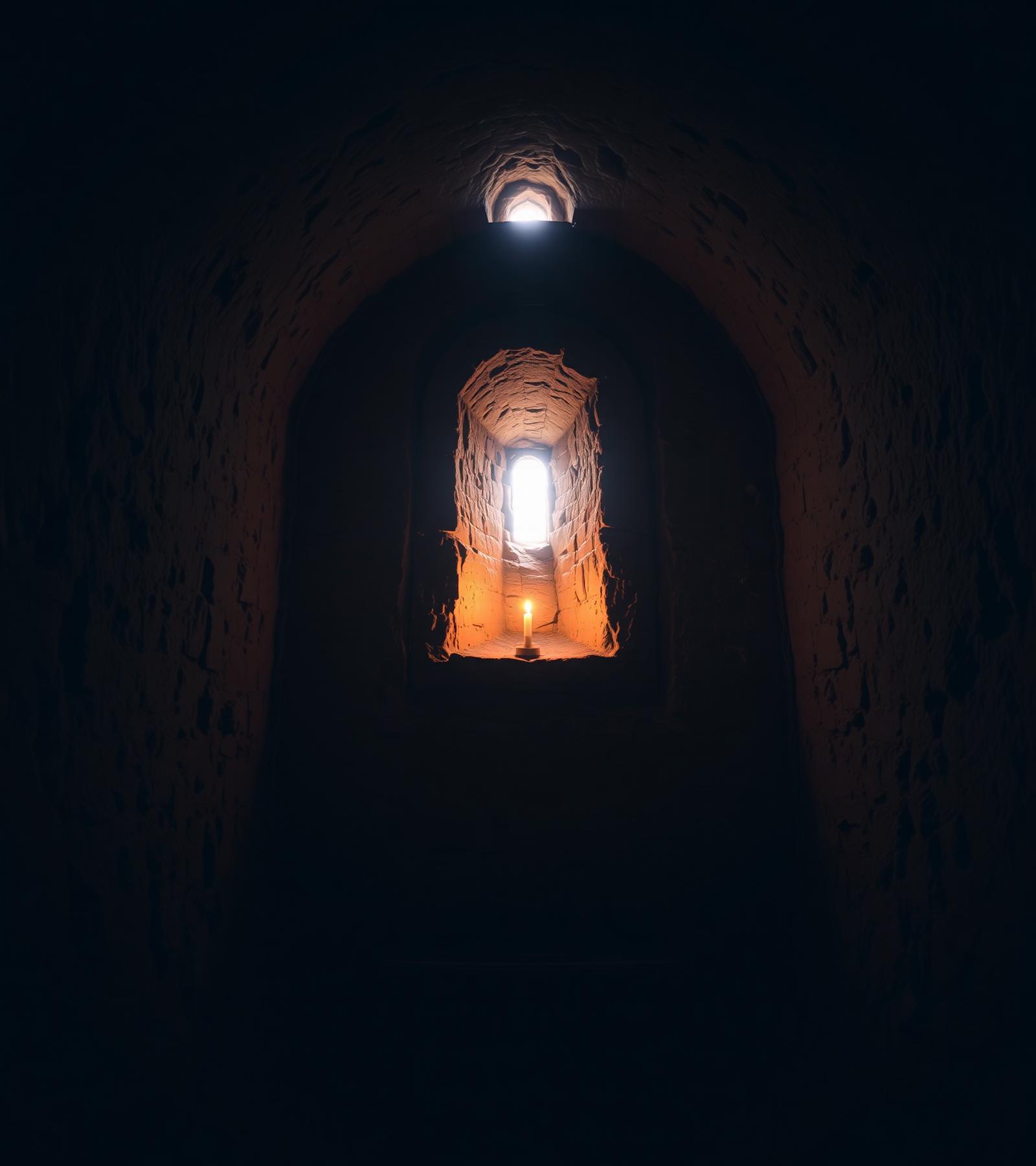 Stone window, candle, hall of wisdom
