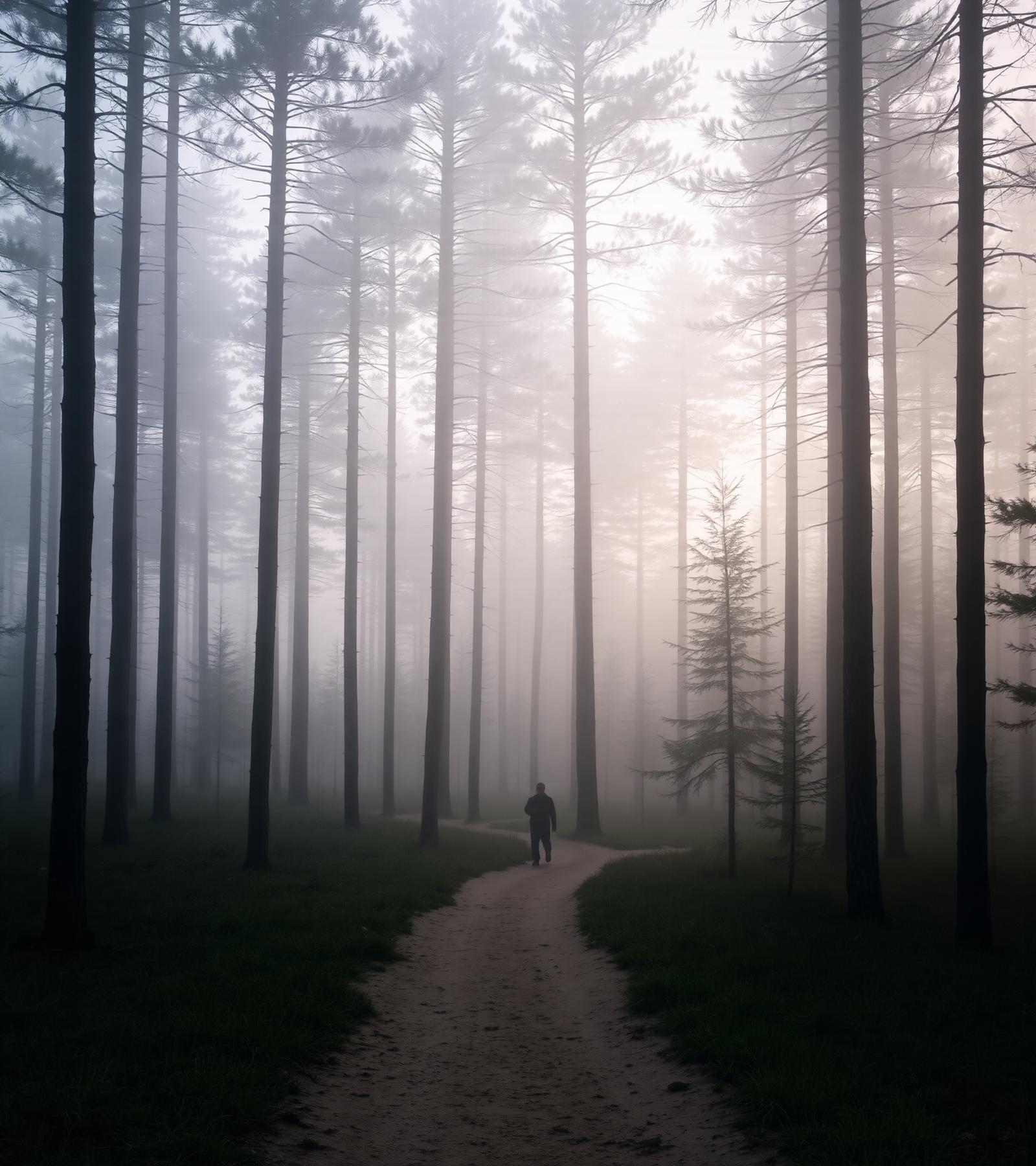 Misty forest path